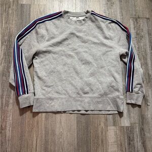 Topman Gray Crewneck Sweatshirt with Striped Sleeves - UK M, US M, EU 96-101cm